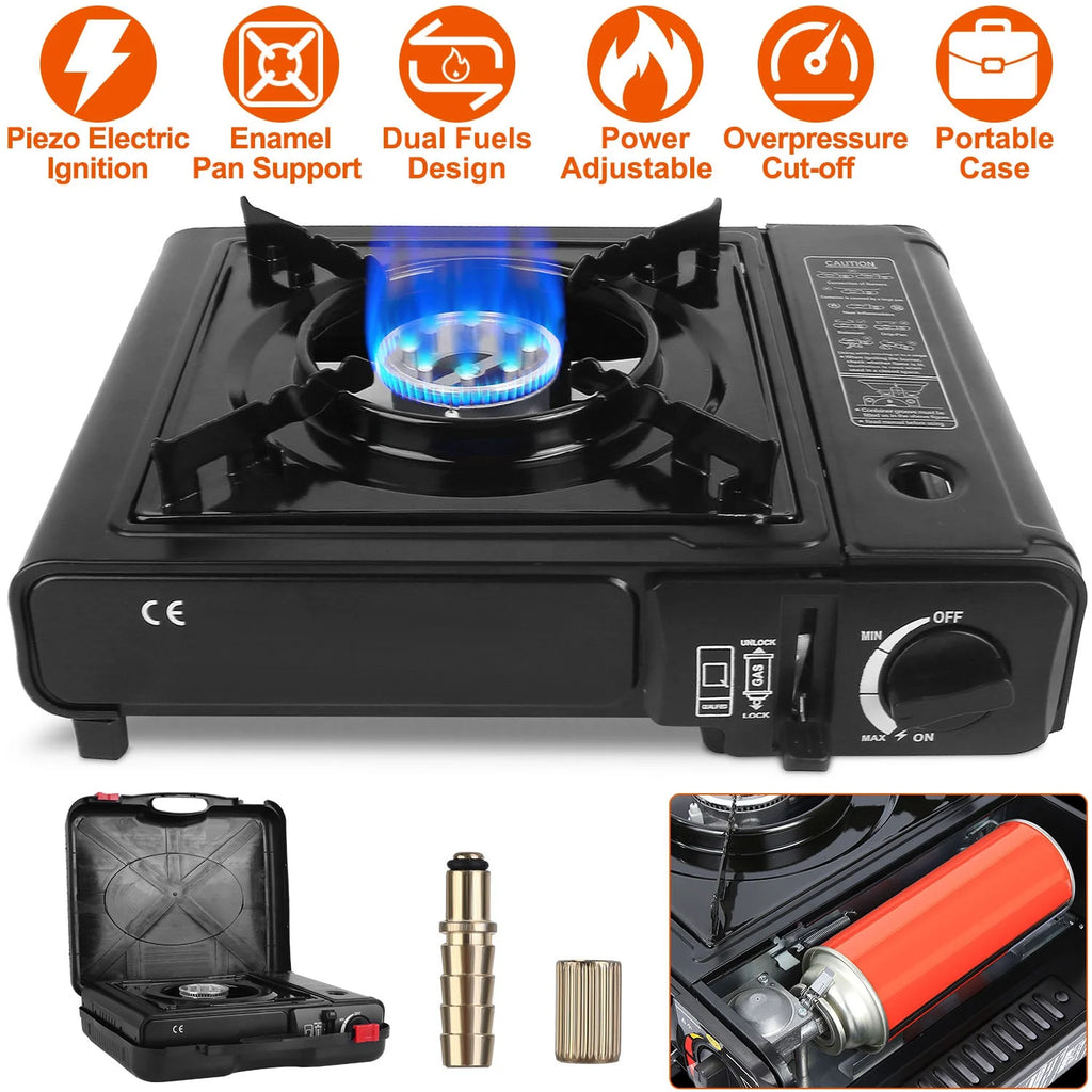 3300W Portable Butane Stove iMounTEK Butane Canister Dual Fuel Burner with Carry Case for Camping Hiking Picnic Fishing BBQ RV