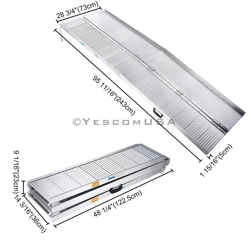 Yescom 8& Aluminum Portable Folding Wheelchair Ramp Mobility Handicap Scooter, Size: 1XL