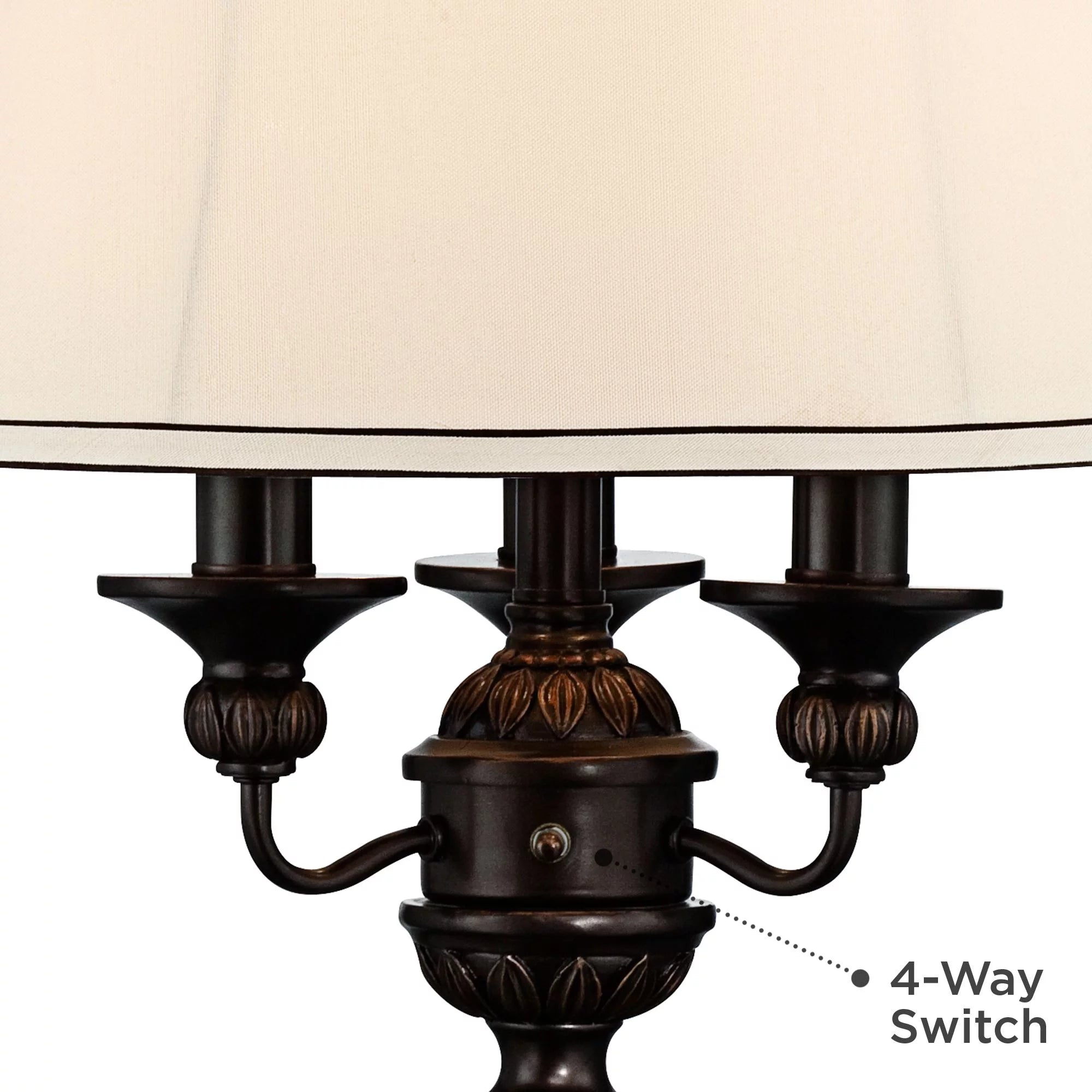 Kathy Ireland Traditional Table Lamp with White USB Dimmer Cord 37" Tall Bronze Golden Marbleized White Shade Living Room Bedroom
