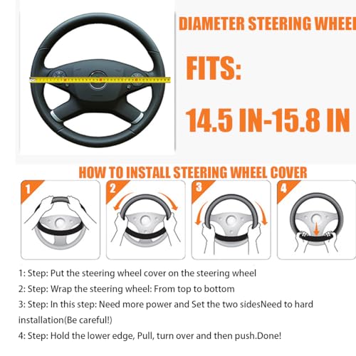 AUCELI 15 Inch Car Steering Wheel Cover, Anti-Slip Non-Slip Breathable Elastic Soft Comfortable Automotive Steering Wheel Protector Cover for Men Women, Vehicle Accessories Universal Fit