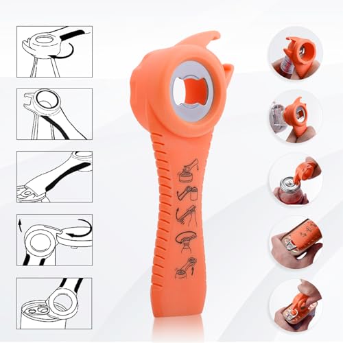 Astofli 5 Pack Bottle Opener Jar Opener For Weak Hands, Arthritic Hands, Seniors With 2 Pcs Silicone Rubber Jar Opener Gripper Pad, Easy Twist Jar Opener Tool Beer Bottle Cap Opener And Wine Key Set
