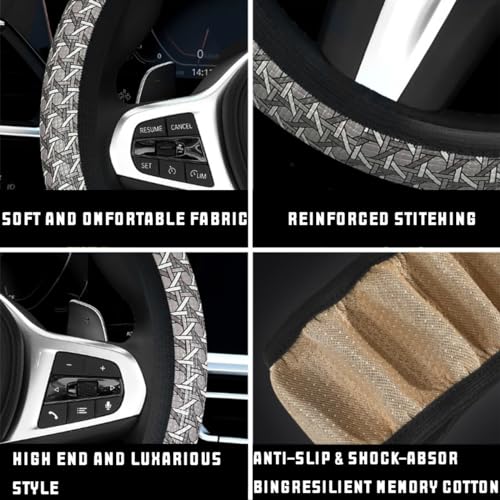 AUCELI 15 Inch Car Steering Wheel Cover, Anti-Slip Non-Slip Breathable Elastic Soft Comfortable Automotive Steering Wheel Protector Cover for Men Women, Vehicle Accessories Universal Fit