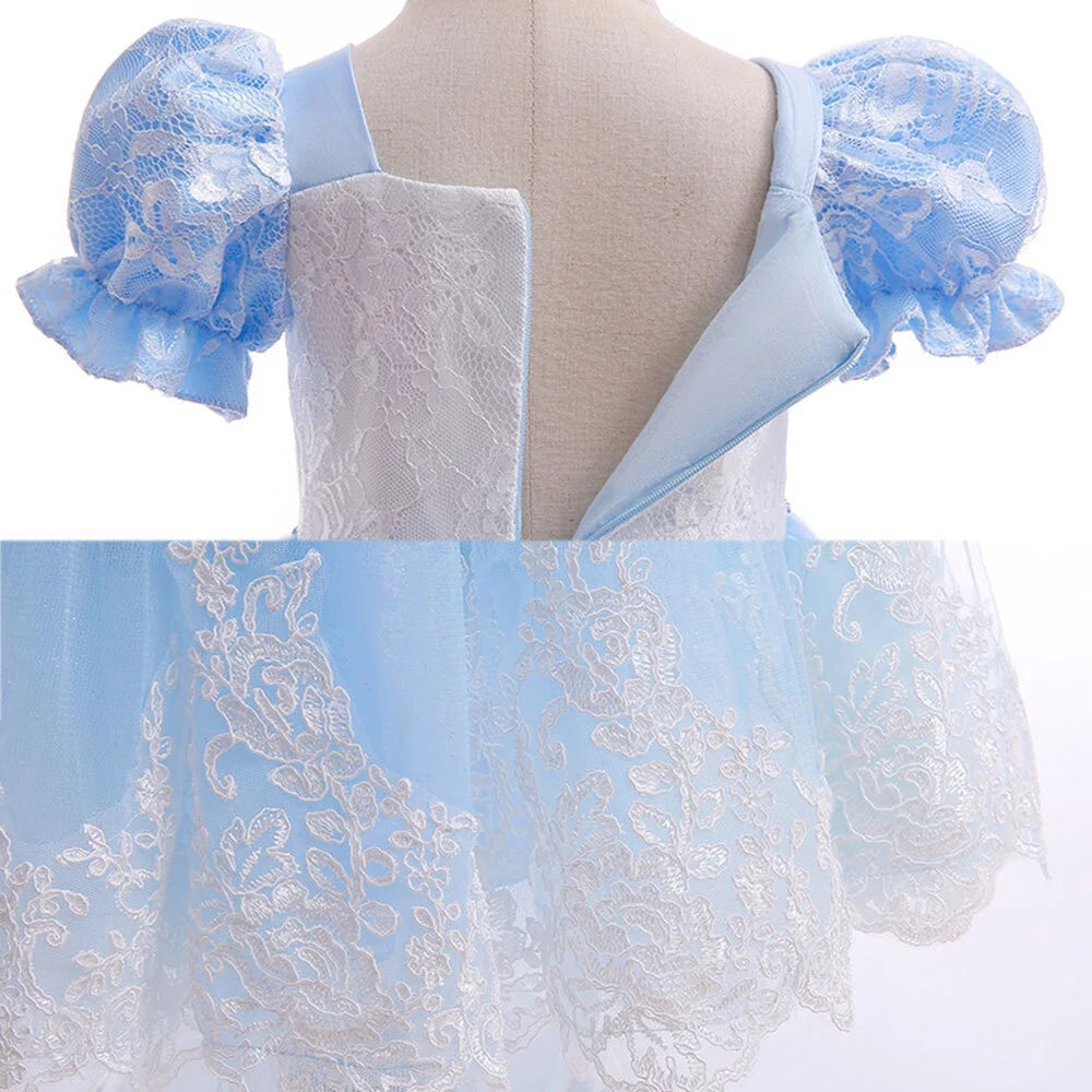 Girls Cinderella Dress Princess Costume Halloween Fancy-Dress for 3-10 Years