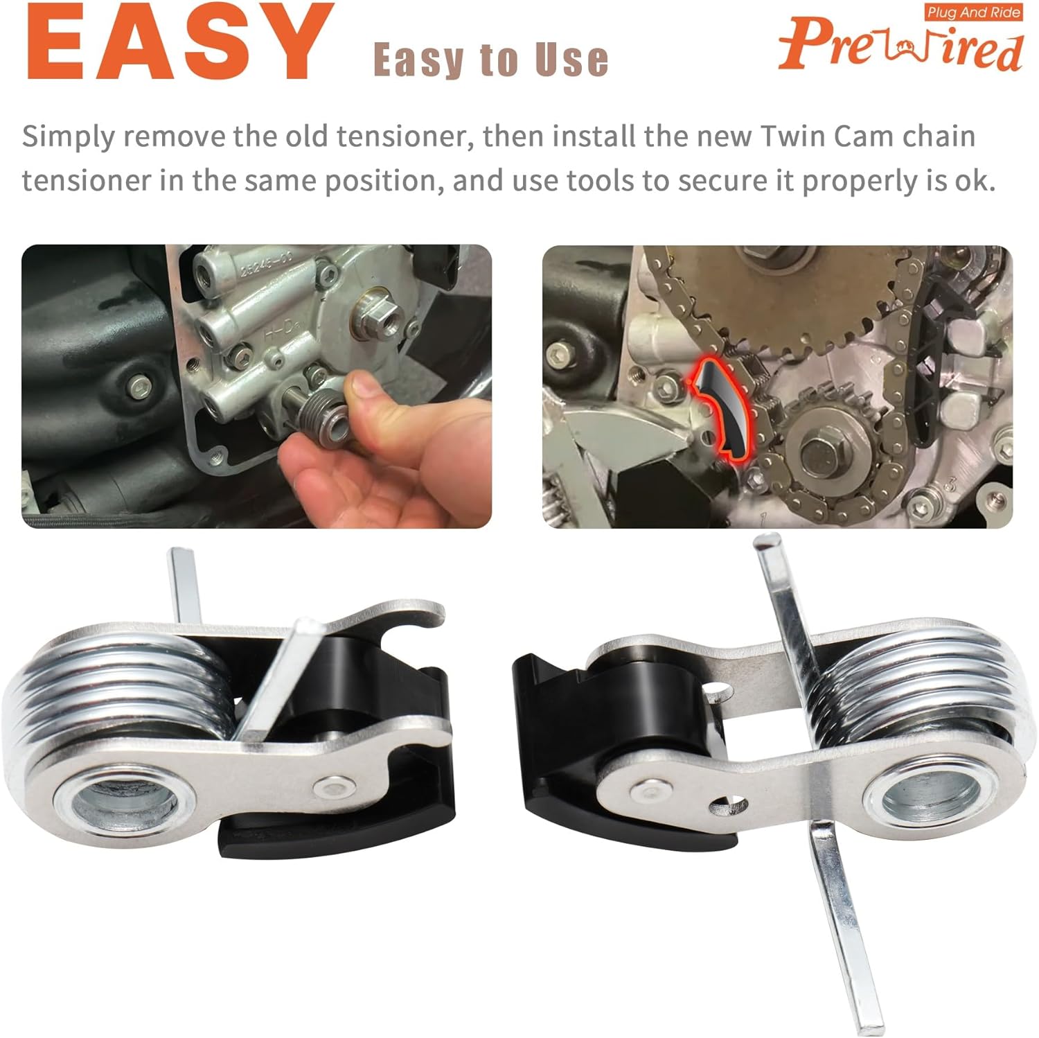 Twin Cam Inner/Outer Chain Tensioner Replacement Kit Designed for 1999-2006 Harley Touring Softail Dyna Twin Cam Models