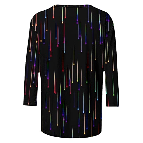 SHAOBGE Summer Outfits for Women 2024 Trendy Womens Casual Fashion Printing Crew Neck Three Quarter Sleeve