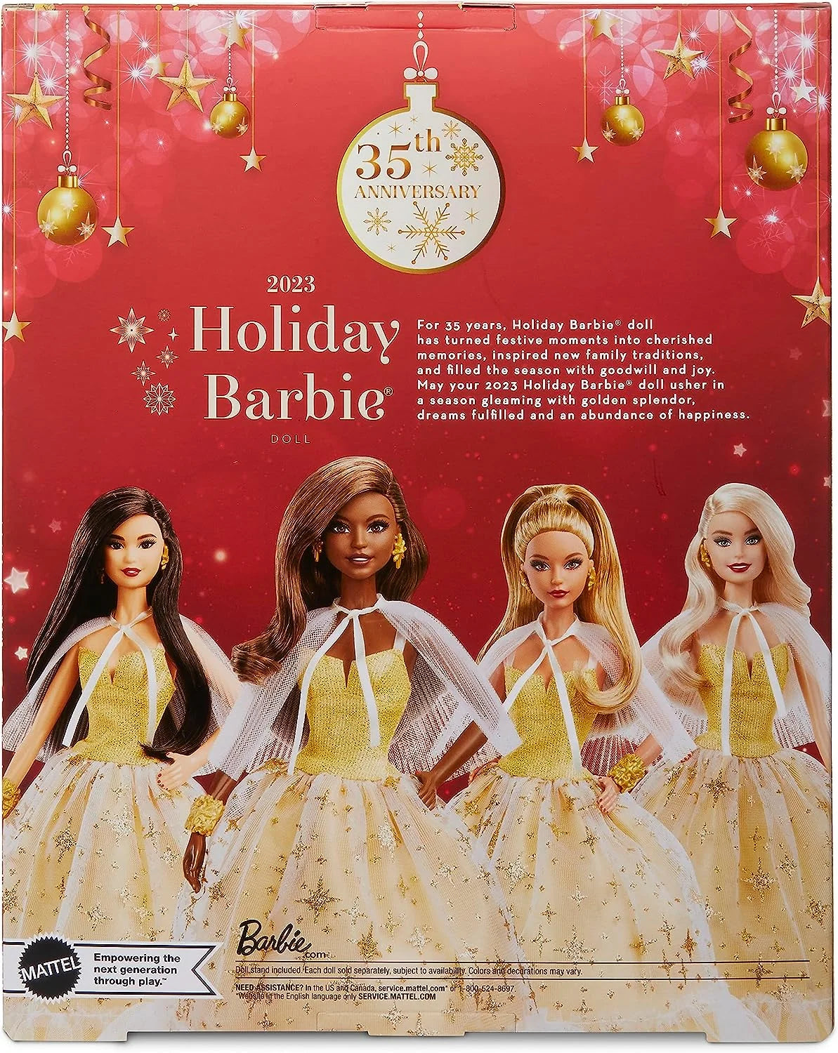 2023 Holiday Barbie Doll, Seasonal Collector Gift, Barbie Signature, Golden Gown and Displayable Packaging, Dark Brown Hair