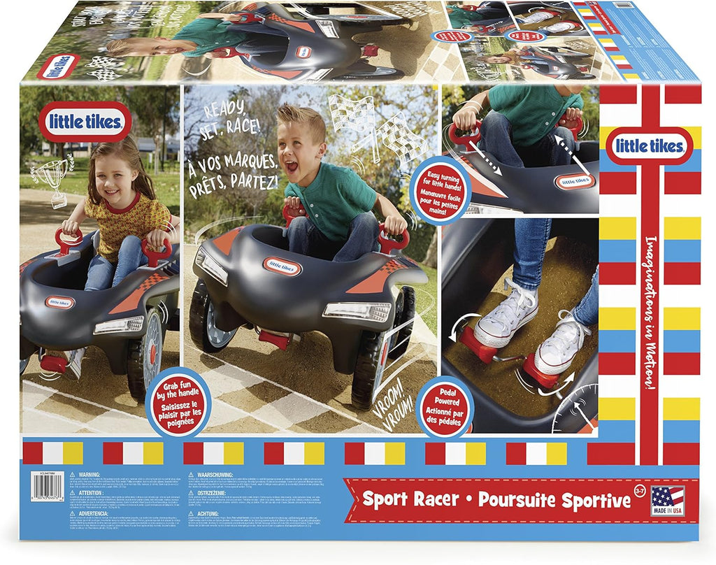 Little Tikes Jett Car Racer Black, Ride On Car with Adjustable Seat Back, Dual Handle Rear Wheel Steering, Racing Control, Kid Powered Fun, Great Gift for Kids, Toys for Girls Boys Ages 3-10 Years