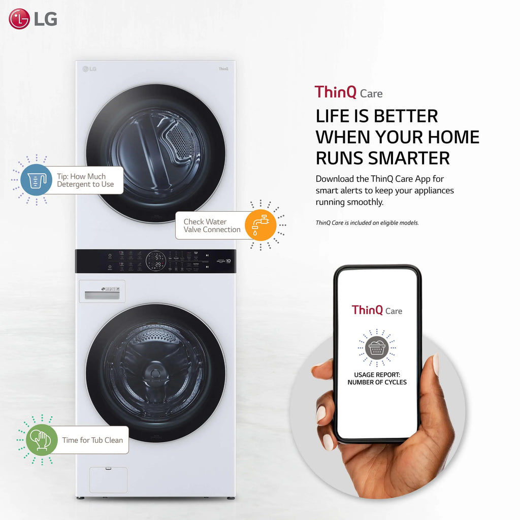 Single Unit Front Load LG WashTower™ with Center Control™ 4.5 cu. ft. Washer and 7.4 cu. ft. Gas Dryer