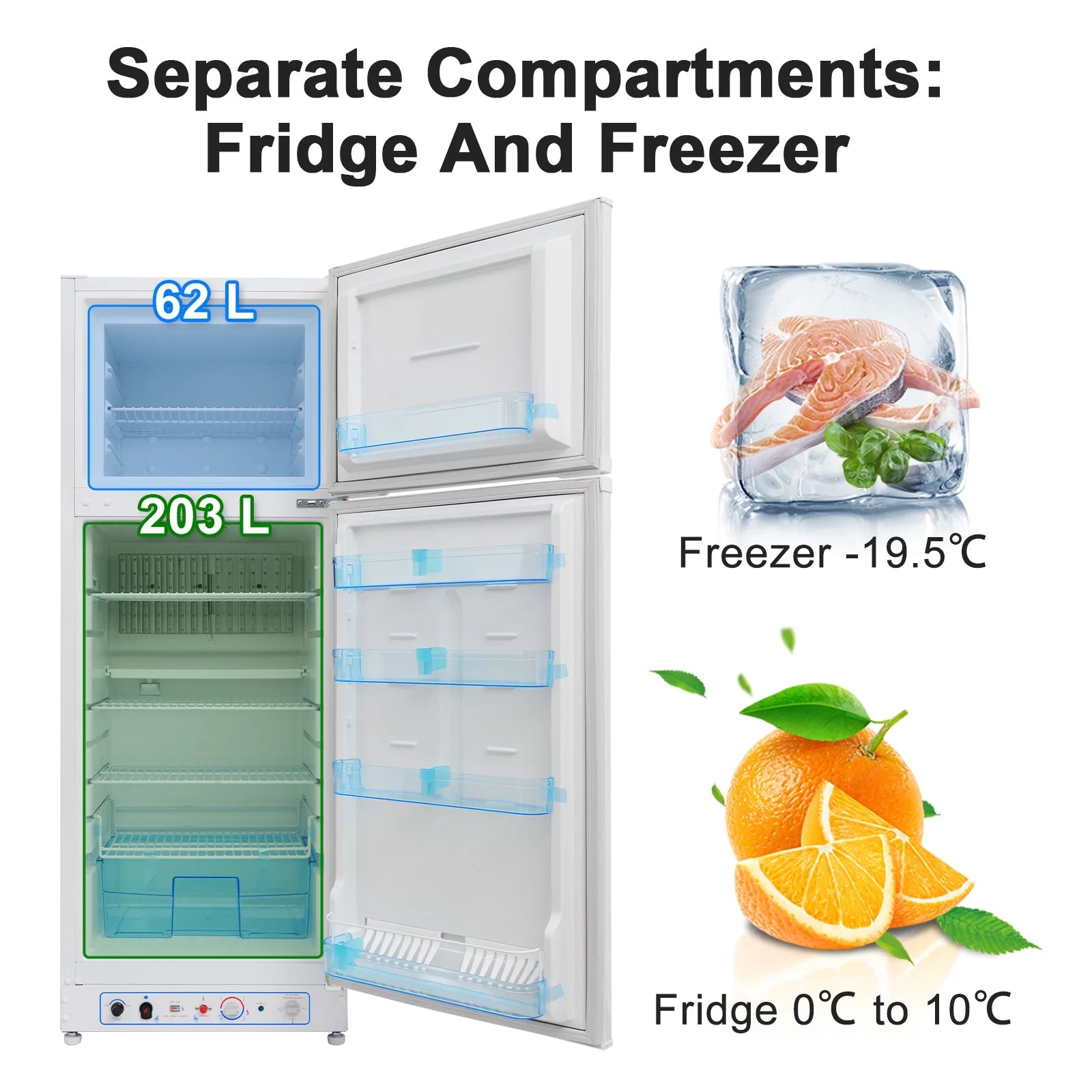 Smad Propane Refrigerator 110V/Propane Fridge up Freezer 9.3 Cu ft Large Capacity off Grid