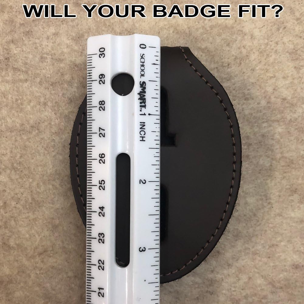Oval Police Badge Holder Belt Clip - Also Use Around The Neck - Dark Brown - Perfect Fit USA