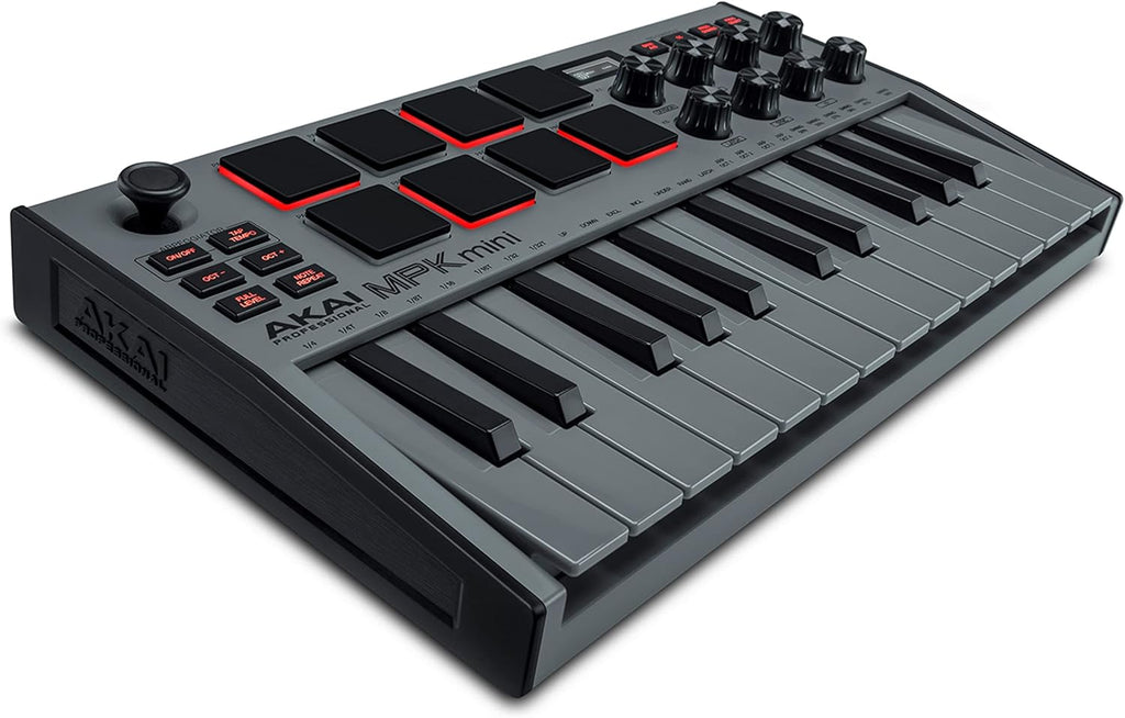 AKAI Professional MPK Mini MK3 - 25 Key USB MIDI Keyboard Controller With 8 Backlit Drum Pads, 8 Knobs and Music Production Software Included (White)
