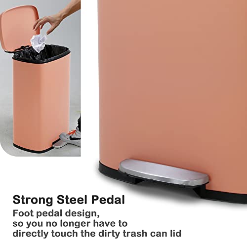 13 Gallon Trash Can, Brushed Stainless Steel Kitchen Trash Can with Soft-close Lid, Fingerprint-resistant Kitchen Garbage Can with Foot Pedal and Inner Bucket, Odor Proof Trash Can Garbage Can, BLACK