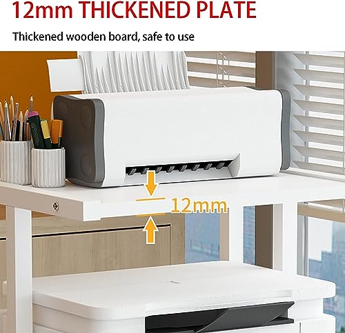 Printer Stand Printer Stand with Wheels, Under Desk Printer Stand, 2 Tier Printer Shelf Printer Copier Stand for Home Office Microwave Rack Shelf