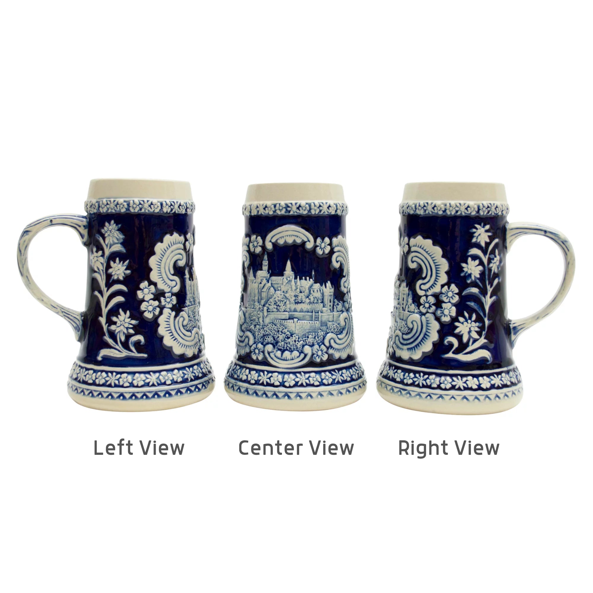 Oktoberfest Haus German Castle Engraved Ceramic Beer Stein - Drinking Beer Stein Mug for Beer Lovers - 0.6 Liter
