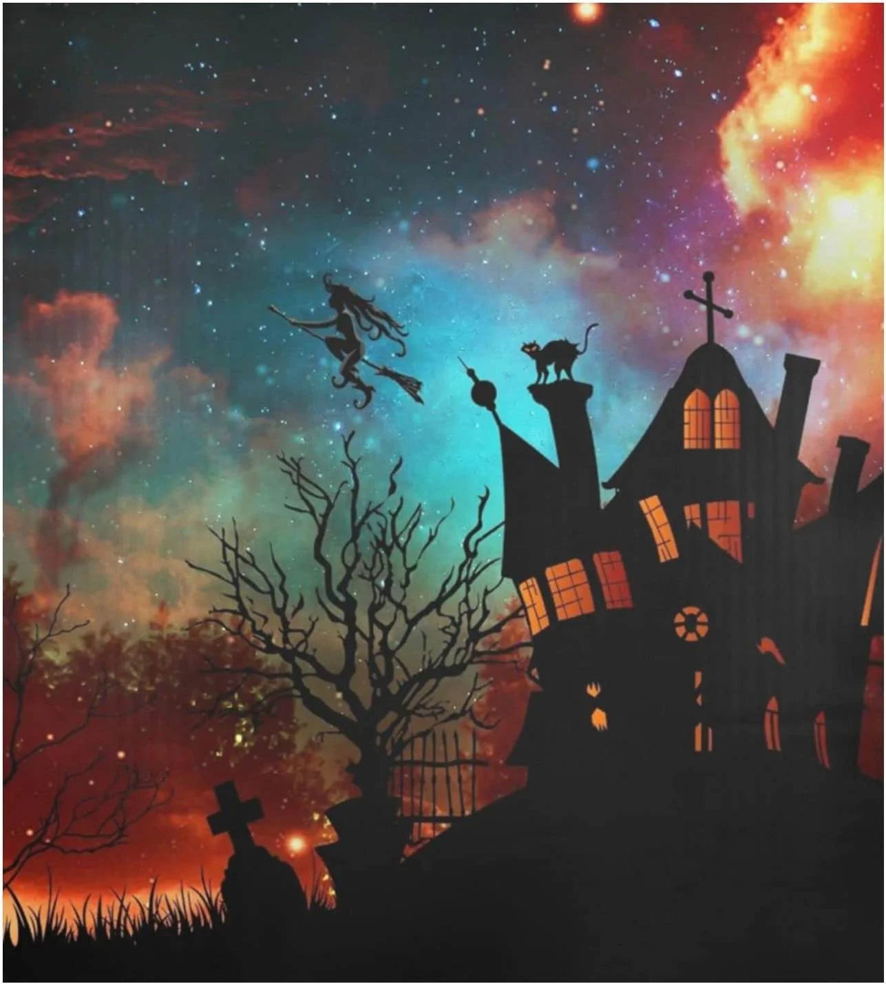 Coolnut Halloween Witch Castle Dishwasher Magnet Cover,Reusable Fridge Panel Decal with Magnetic Stickers for Kitchen Appliance Home Decor, 23"x 26"