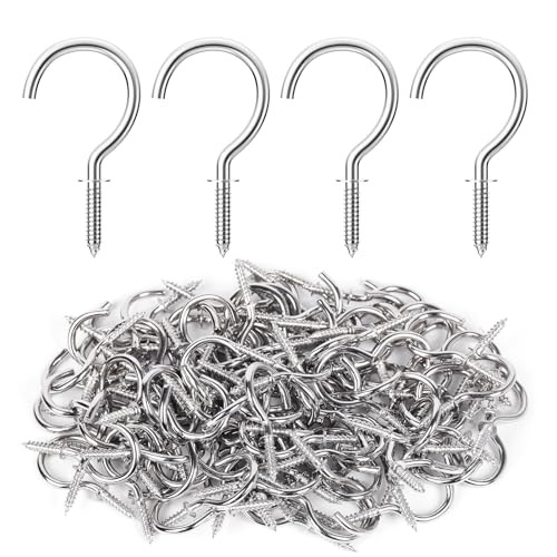 100 Pcs Screw Hooks, 1 Inch Metal Cup Hooks Screw in Mug Hooks Heavy Duty Screw Wood Wall Ceiling Hooks Plant Hooks Indoor Outdoor for Utensils Crafts Baskets Lights Wreaths - Bronze