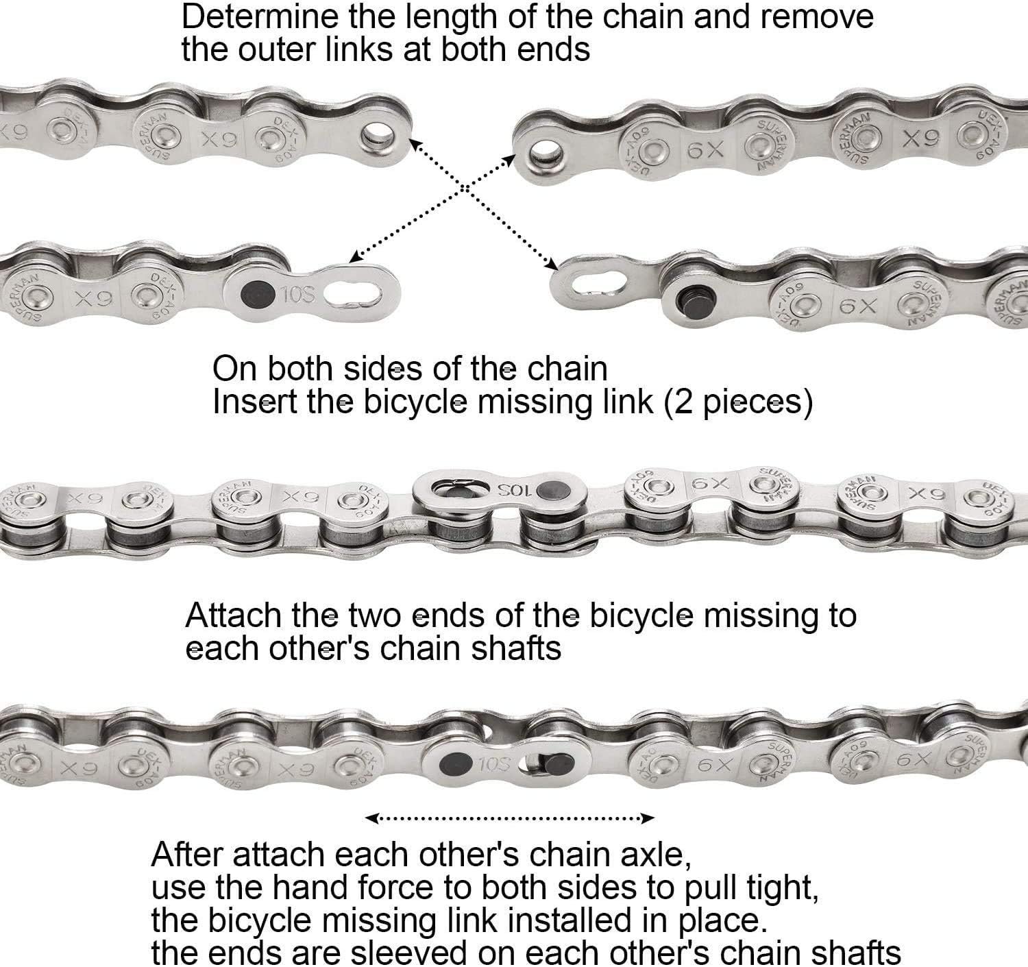 Bike Repair Chain Tool Set, Bike Chain Tool+ Chain Checker+ Bike Link Plier +3 Pairs Bicycle Missing Link for 7 8 9 10 Speed Chain
