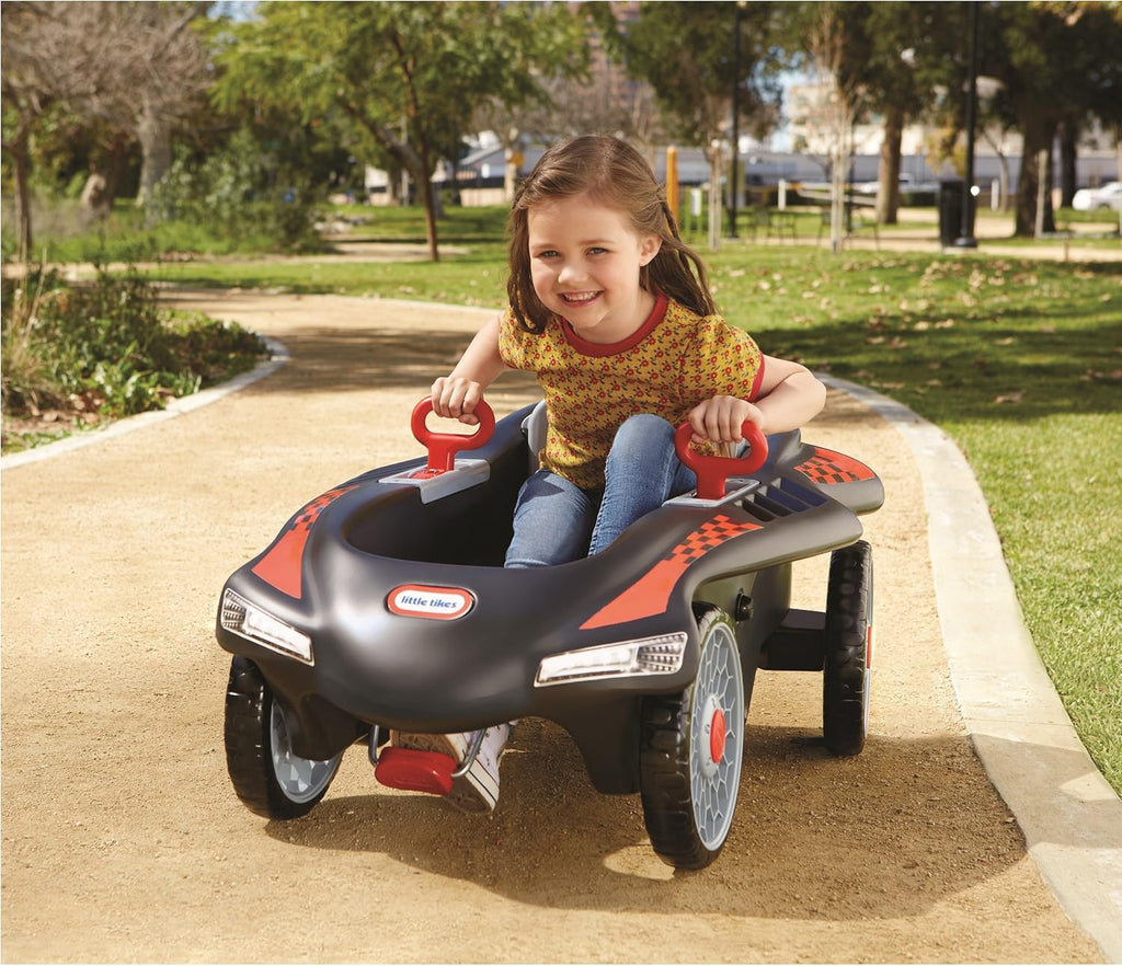Little Tikes Jett Car Racer Black, Ride On Car with Adjustable Seat Back, Dual Handle Rear Wheel Steering, Racing Control, Kid Powered Fun, Great Gift for Kids, Toys for Girls Boys Ages 3-10 Years
