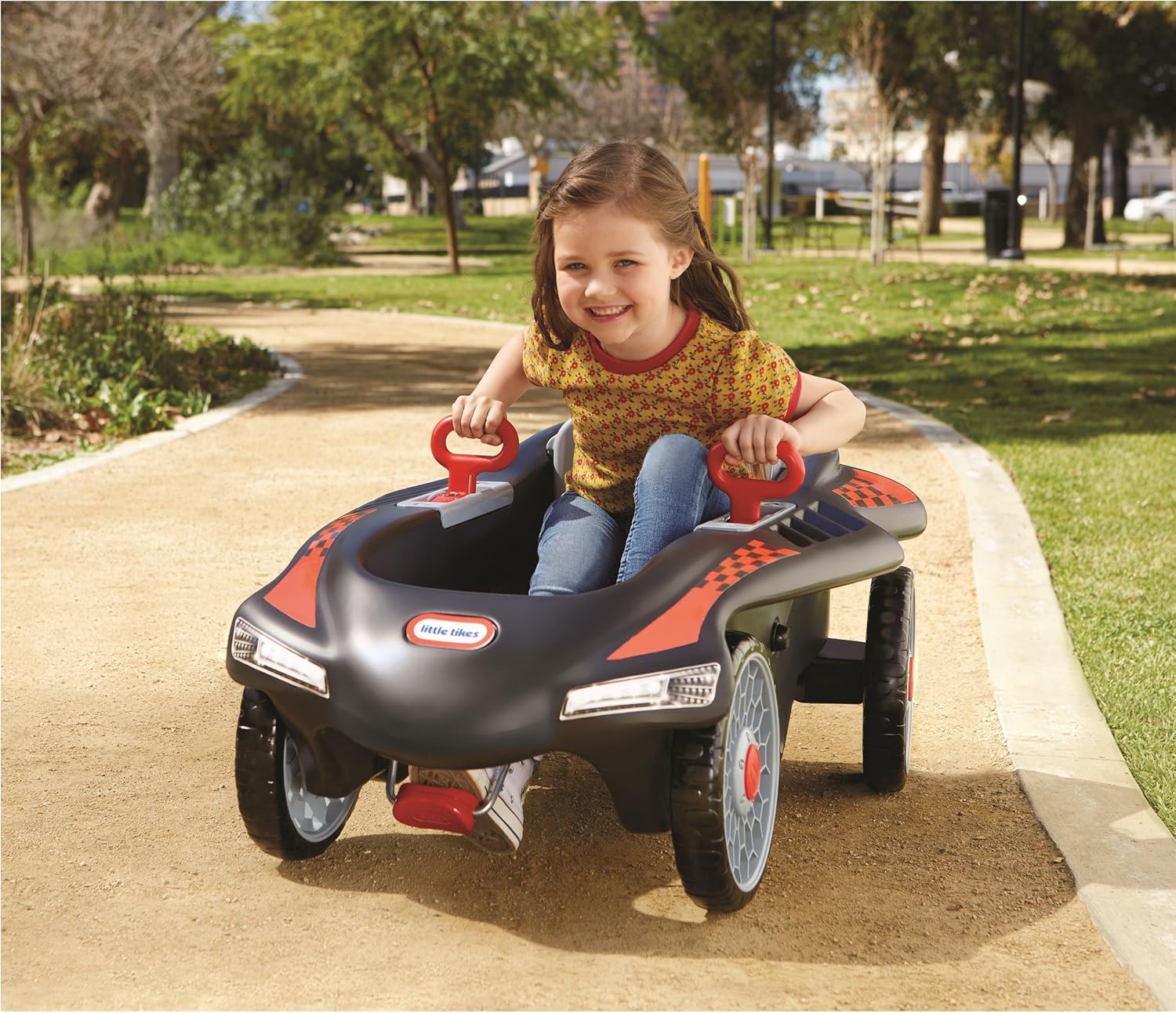 Little Tikes Jett Car Racer Black, Ride On Car with Adjustable Seat Back, Dual Handle Rear Wheel Steering, Racing Control, Kid Powered Fun, Great Gift for Kids, Toys for Girls Boys Ages 3-10 Years
