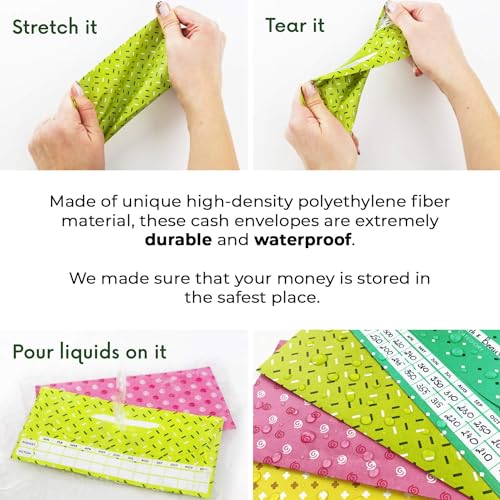 Clever Fox Cash Envelopes for Budgeting System – Budget Envelopes for Cash Budgeting and Saving, Tear and Water Resistant, Includes Carry Pouch & 12 Expense Tracking Budget Sheets, 12 Pack - Chic