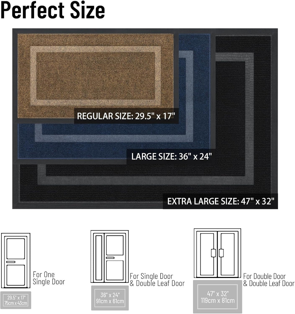 OLANLY Indoor Door Mat and Dog Door Mat, Indoor Door Mat Size 29.5x17 in Black and Dog Door Mat Size 30x20 in Grey, 2 Item Bundle