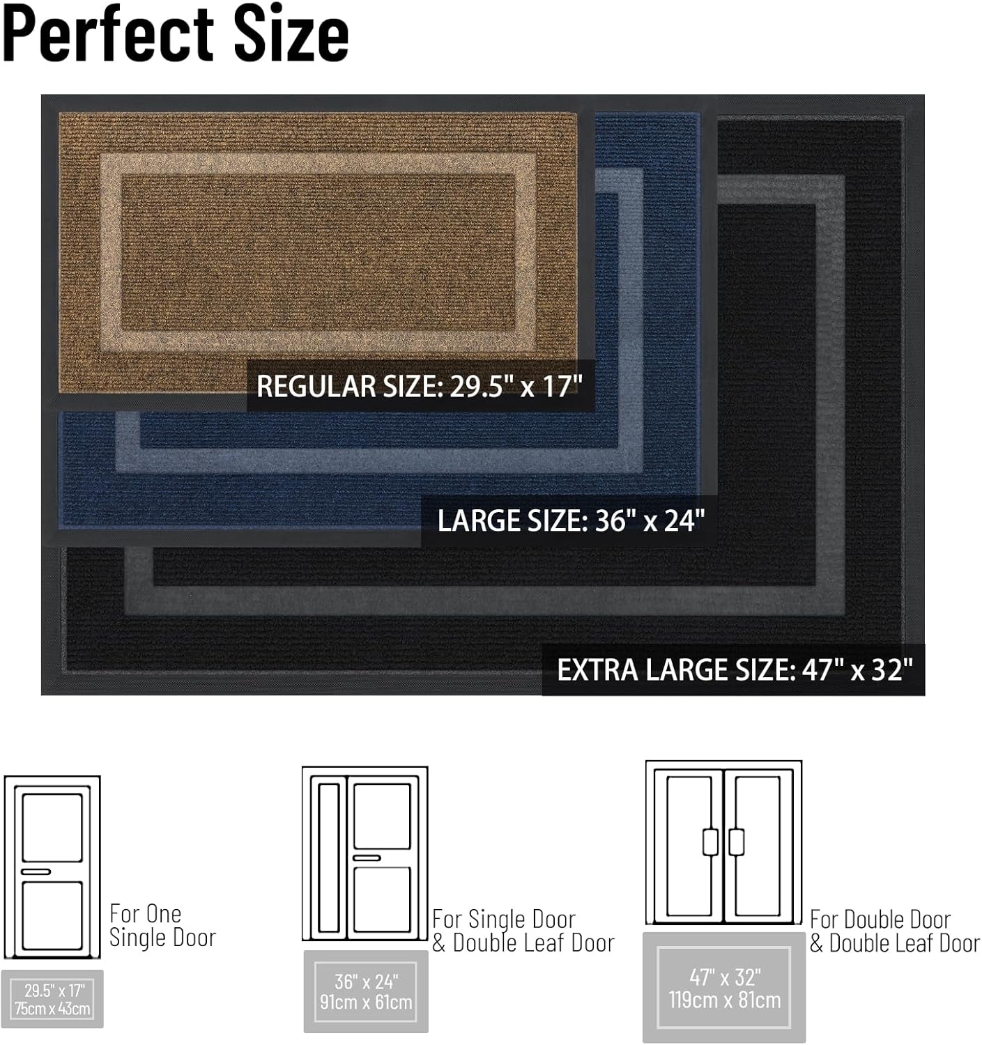 OLANLY Indoor Door Mat and Dog Door Mat, Indoor Door Mat Size 29.5x17 in Black and Dog Door Mat Size 30x20 in Grey, 2 Item Bundle