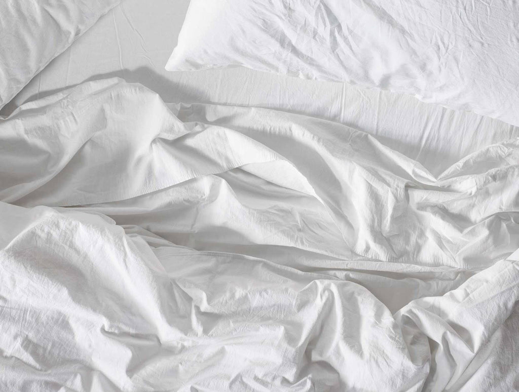 Coyuchi | Organic Crinkled Percale Fitted Sheet King Steel Blue