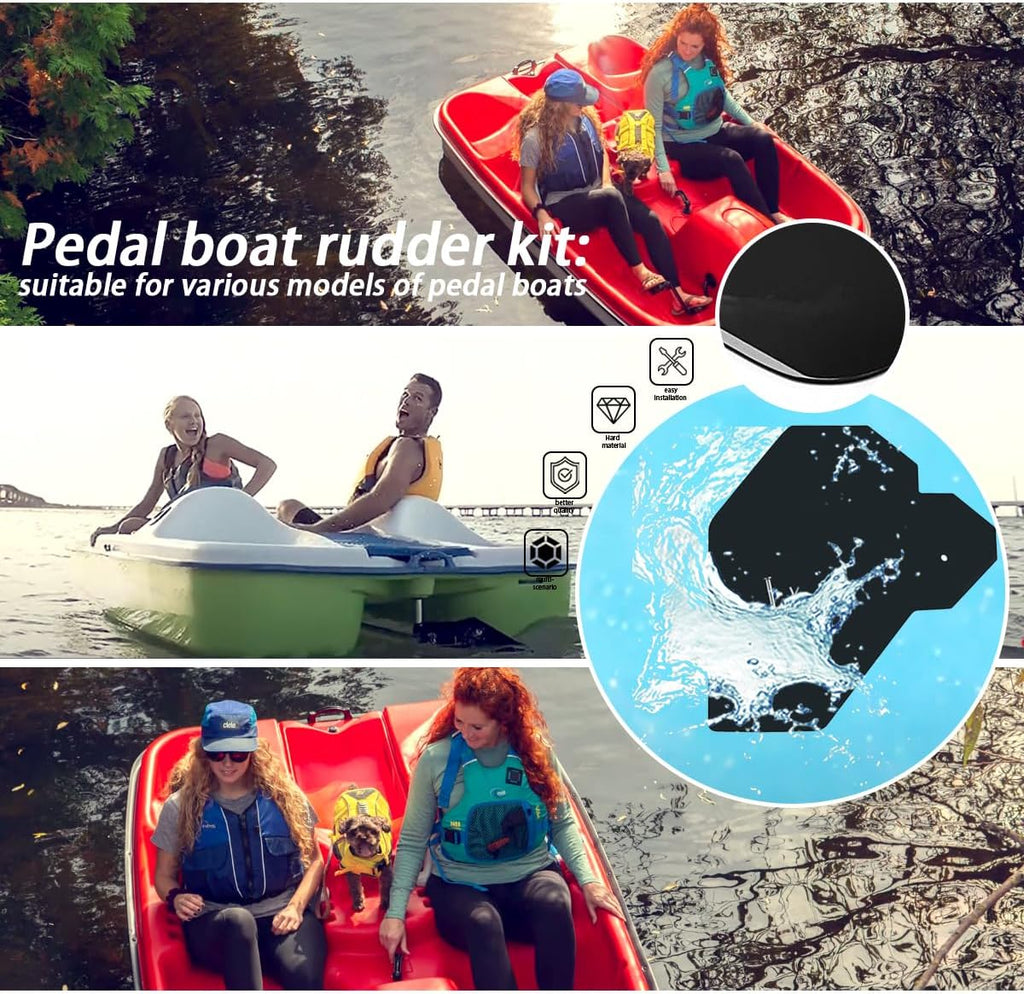 Water Paddle Boat Rudder Kit Compatible with Many 3 or 5 Seater Pedal Boats-Fits Aquatoy,Harbor Water Craft,Johnson Outdoors,ASL and More