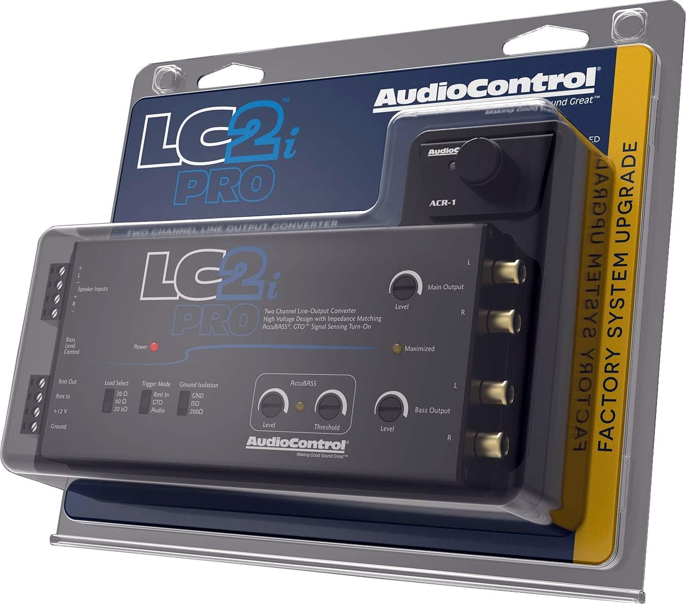 AudioControl LC2i PRO 2-Channel Line Output Converter with Impedance Matching, AccuBASS with 2-Channel Interconnect Cable