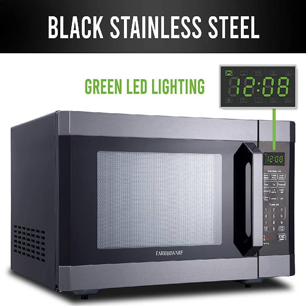 Farberware Professional 1.2 Cu. ft. 1100-Watt Microwave Oven with Sensor Cooking, Stainless Steel/Black, FMO12AHTBKE