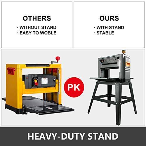 Mophorn Thickness Planer 12.5inch Thickness Planer Woodworking 1500W Double Cutter Benchtop Thickness Planer 15 Amp with Stand H