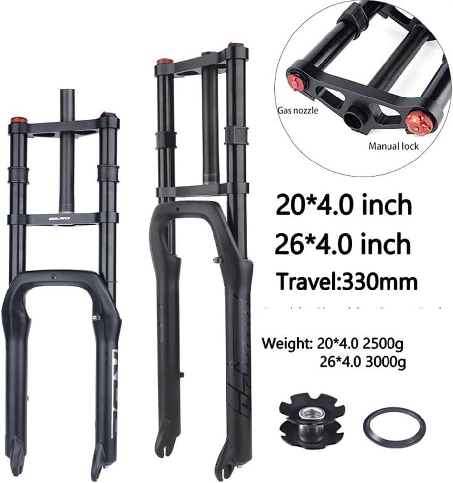 Suspension Forks 1 Pcs Double Shoulder Snow Front Fork 20 * 4.0inch / 26 * 4.0 Inch MTB Fork 130mm Travel Air Supension Bike Fork E-Bike Fork MTB Forks
