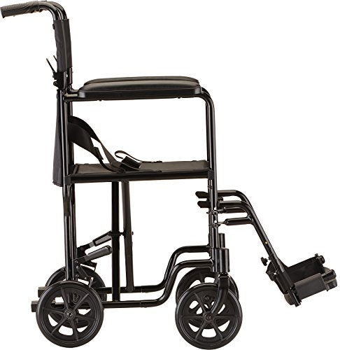 NOVA Medical Products Lightweight Transport Chair - 19" with Swing Away Footrest - Black