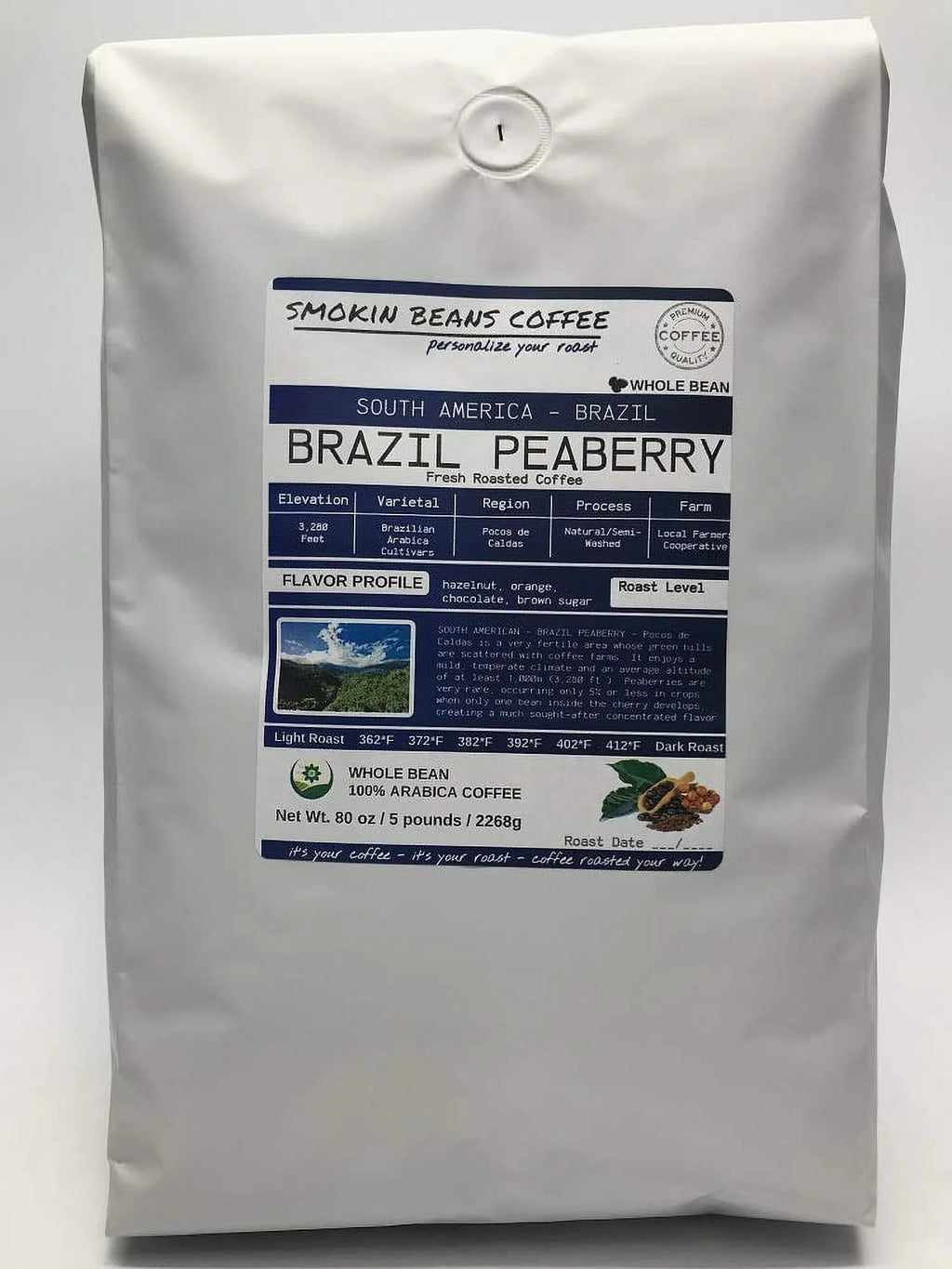 Brazil Peaberry ( Roasted Coffee) Arabica South America Roasted-To-Order Daily Full-City Roast Whole Bean We Can Grind Or Provide Lighter Or Darker Roast Upon Request Message At Checkout