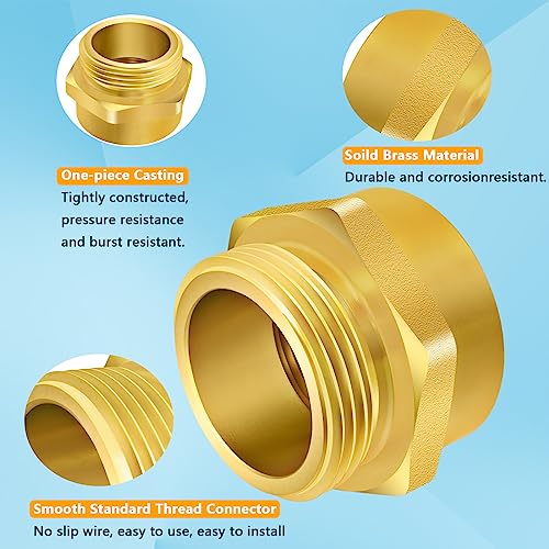 Fire Hydrant Hose Adapter, Hex Nipple Fire Hose Fitting Double Male Brass Fire Hydrant Adapter