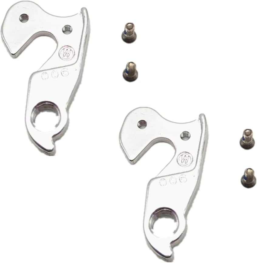 2 PCS Bike Rear Derailleur Hanger Durable Bike Derailleurs Bicycle Rear Derailleur Hanger MTB Road Bike Frame Gear Parts Dropout Adapter WG008-SL Silver 2.24x1.38''