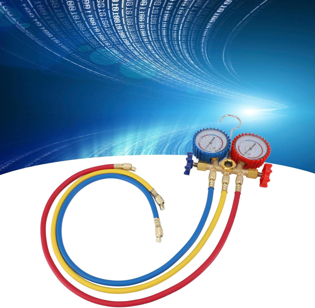 AC Diagnostic Manifold Gauge R22 R12 R404 R134 Double Head Anti Shock Vacuum Pressure AC Gauge Set