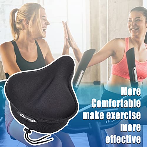 Thick & Wide Gel Bike Seat Cushion Cover Pad with Rainproof Cover - Comfortable Silicone Gel Memory Foam Bicycle Saddle Seat Cushion Cover Pad with UV Protection Waterproof Cover