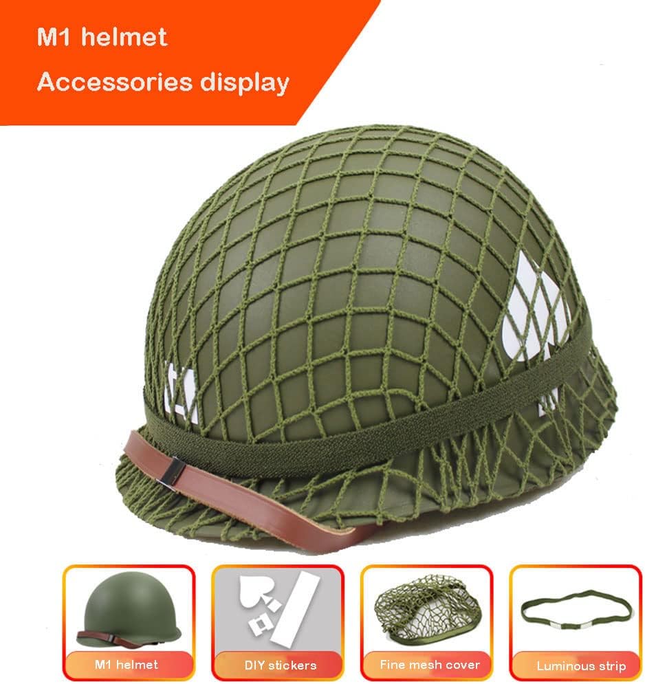 WW2 Helmet US Army M1 Replica with Net/Canvas Chin Strap DIY Painting