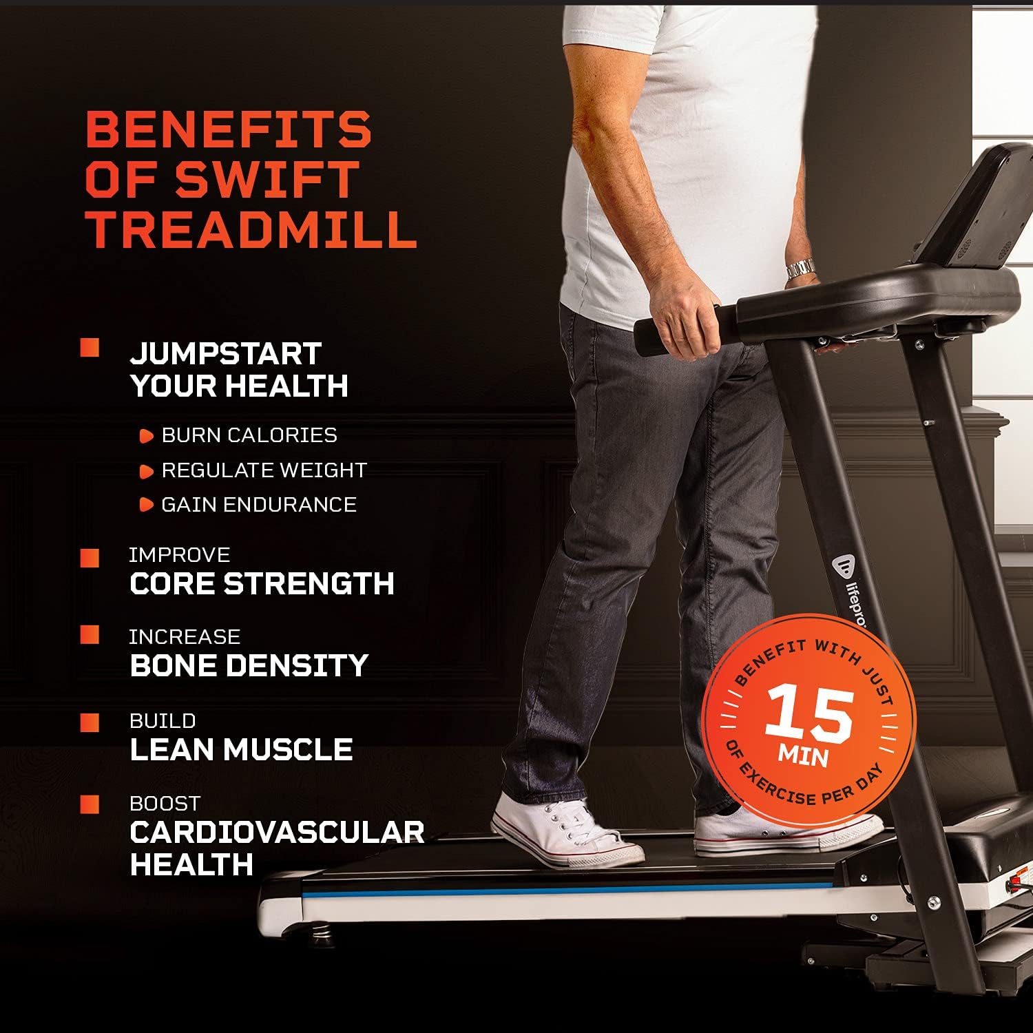 Lifepro Foldable Treadmill for Home - Portable Small Treadmill for Apartment - Mini Folding Treadmill for Walking & Running - Electric Smart Compact Treadmill with Bluetooth, Tablet Holder
