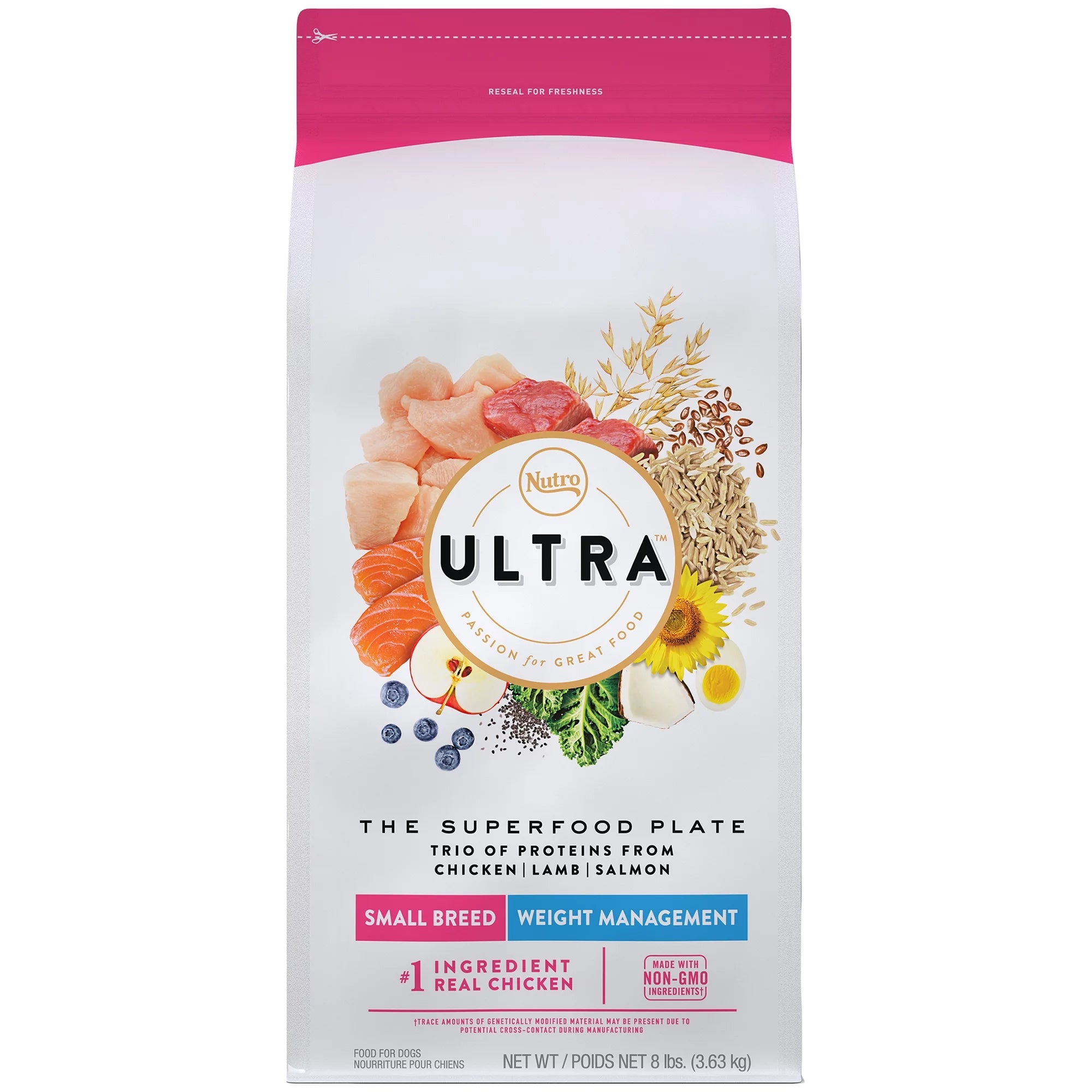 Nutro Ultra Adult Weight Management Small Breed Dry Dog Food, Chicken, Lamb And Salmon, 8 Lb. Bag