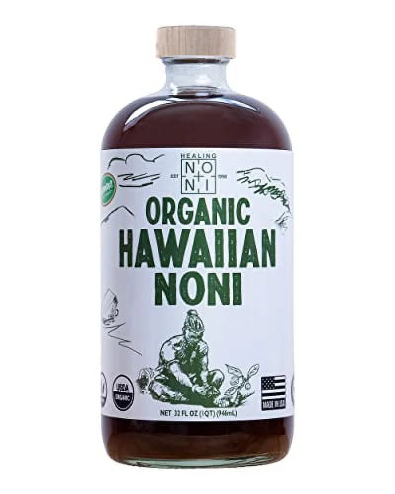 Healing Noni - Organic Hawaiian Noni Juice - 1 Pack of 32oz Glass Bottles