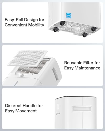 Dehumidifier for Basement, 52 Pints Dehumidifiers for Bedroom Bathroom Large Room Home, 4500 Sq.Ft Dehumidifier with Drain Hose, 2025 Energy Star Certificate, Humidity Control, 24H-Timer, Auto Defrost