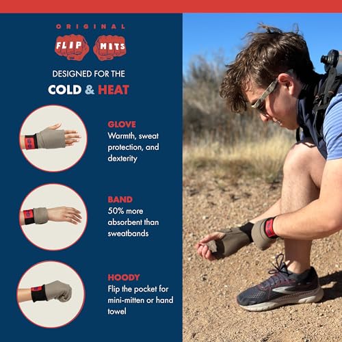 FLIPMITS Fingerless 3-in-1 Performance Gloves | Running, Hiking, Gym Workouts, Cycling, Yoga, Pilates, Driving, Sewing, Video Games, Sweat Wicking, Insulating