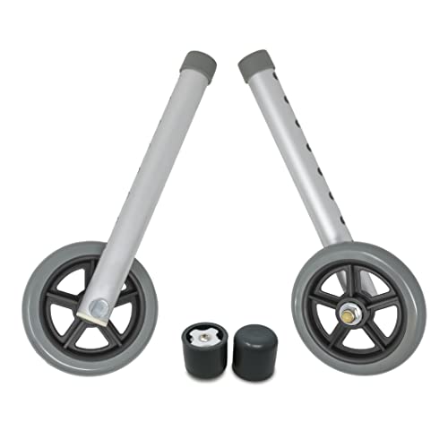 Walker Wheel Kit: 5 Inch Sport Wheels and Glide Caps (Gray)