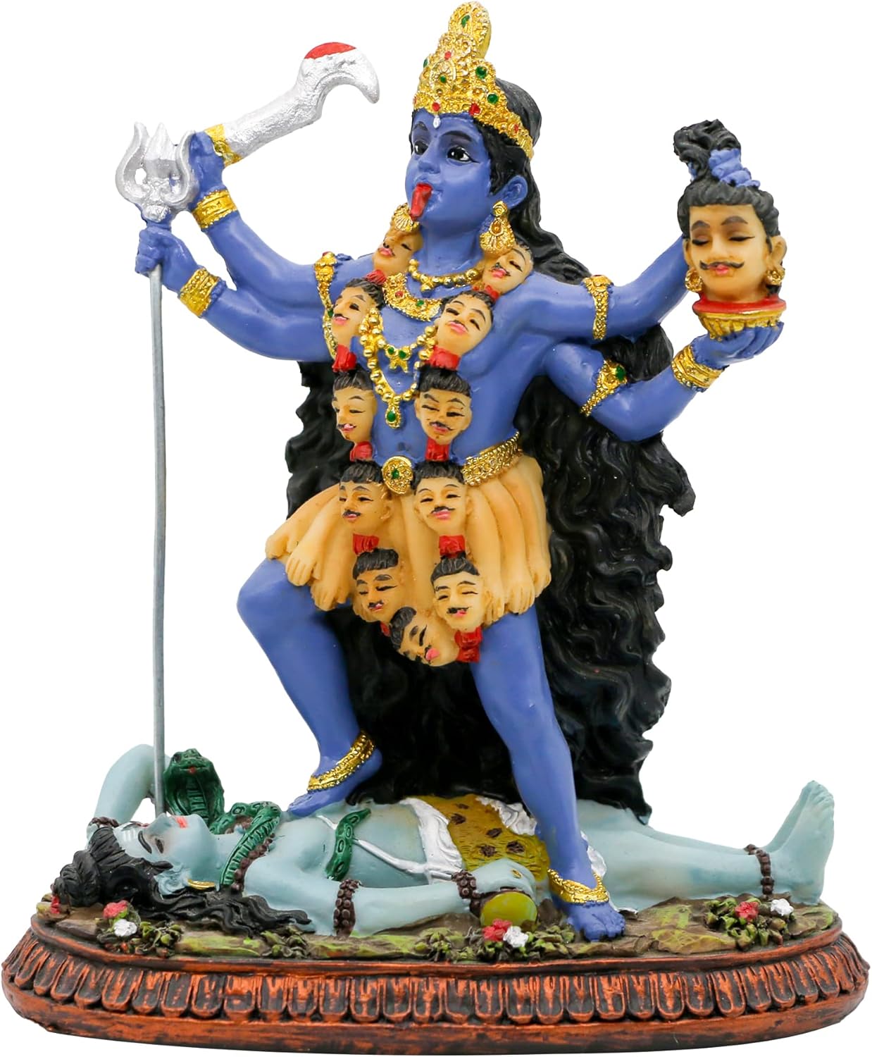 alikiki Hindu God Kali Ma Statue - India God Kali Bhavatarini Destroyer Idol Hindu God of Time and Death Figurine Murti Diwali Pooja Gifts Home Office Temple Mandir Altar Puja Item
