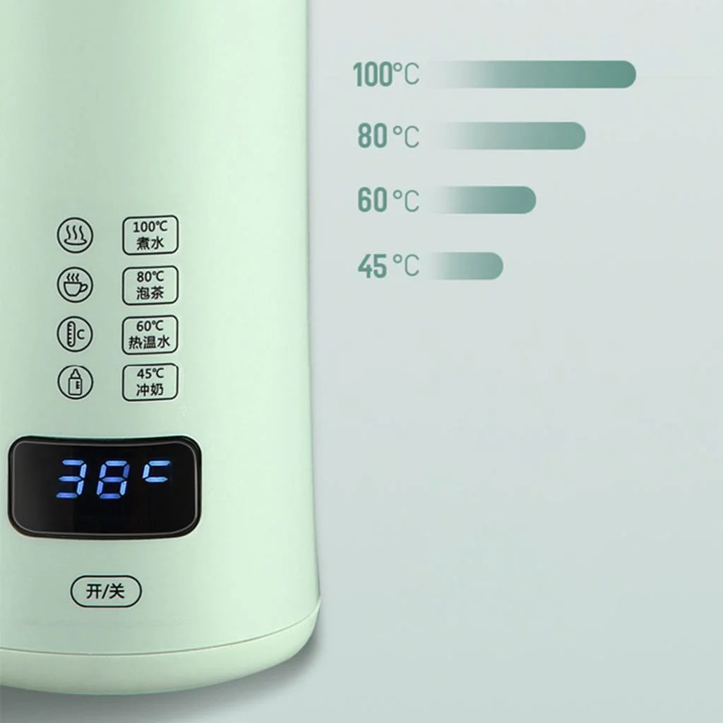 Portable Electric Hot Water Kettle Tea Coffee Kettle Water Boiler with Tea Filter, Keep Warm Travel Electric Kettle for Milk Green