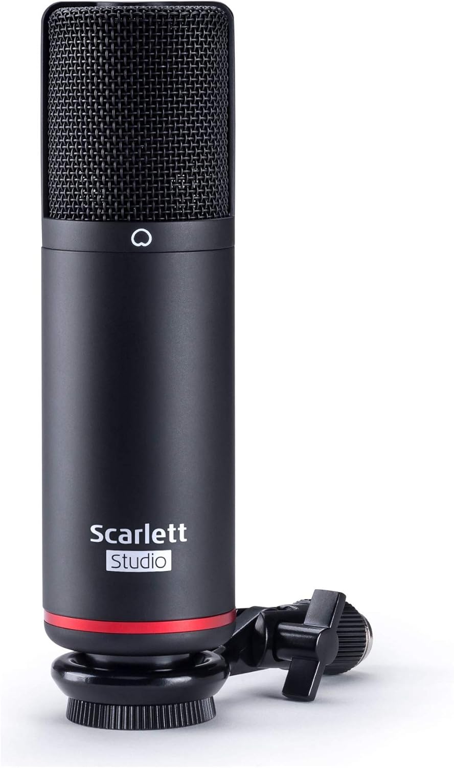 Focusrite Scarlett 2i2 Studio 3rd Gen USB Audio Interface Bundle with Pro Tools First, Microphone, Headphones, XLR Cable, Knox Studio Stand, Shock Mount, and Pop Filter (7 Items)