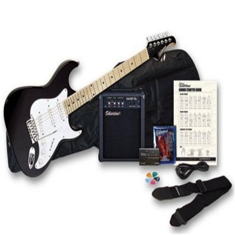 Silvertone Citation Electric Guitar and Amp Package-Black
