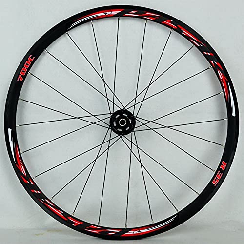 700C Road Bike Wheelset Cyclocross Road Disc Brake Wheel V/C Brake Double Wall Quick Release 7 8 9 10 11 Speed Freewheel 24 Holes 1700g